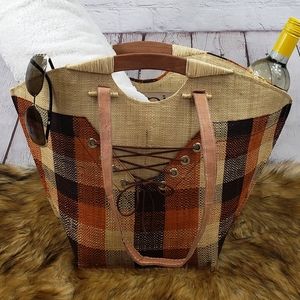 Martinique Plaid Woven Beach Bag